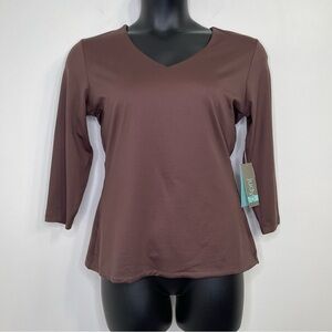 Judy P Apparel Deborah V-Neck 3/4 Sleeve Top Size L